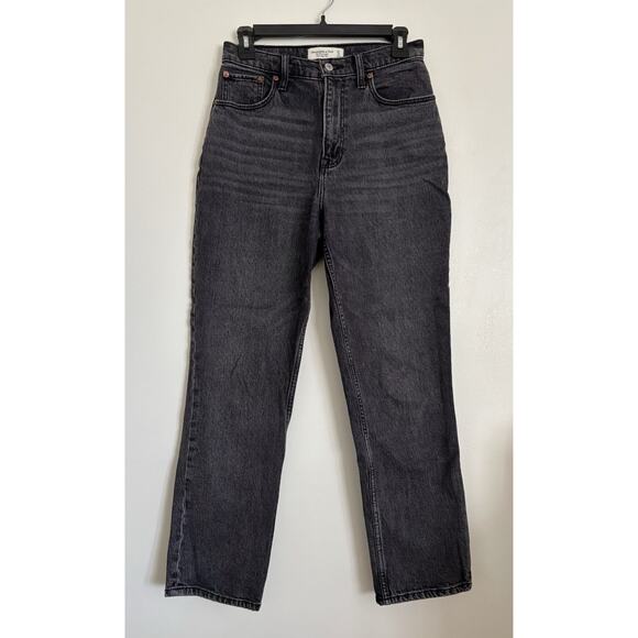 Dark Grey Abercrombie The 90s Straight Ultra High Rise Curve Love Jeans 27/4 - Picture 1 of 6